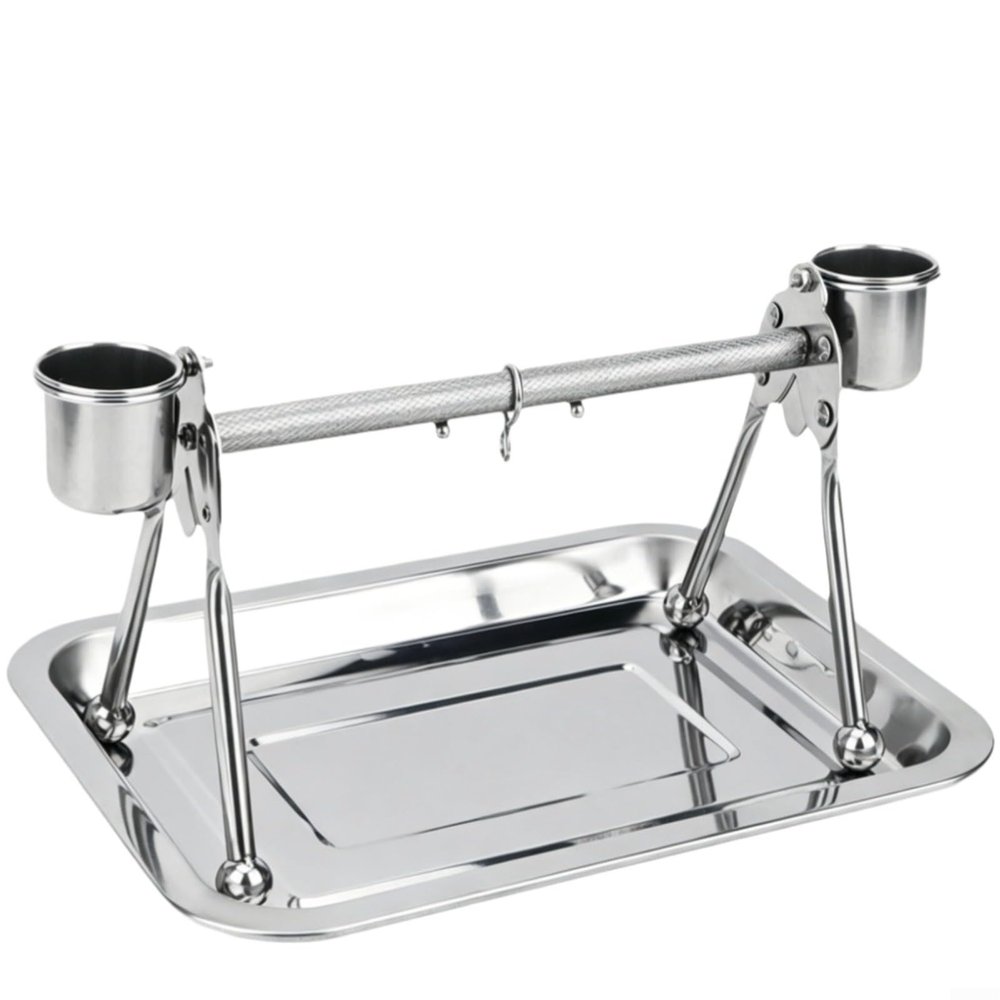 GANCEI Stainless Steel Bird Perch with Removable Tray, 31 x 21 cm