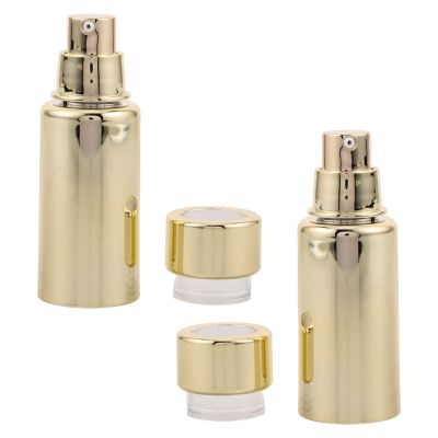 15 mL Gold Plastic Airless Pump Bottles, 2-Pack