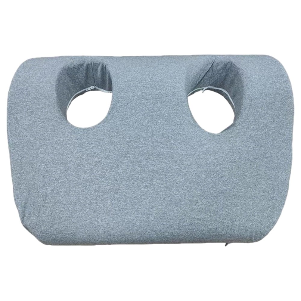 Ginwrek Piercing Pillow for Side Sleepers, Double Ear-Hole Memory Foam Pillow, Blue-Gray