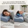 Ginwrek Piercing Pillow for Side Sleepers, Double Ear-Hole Memory Foam Pillow, Blue-Gray view 3