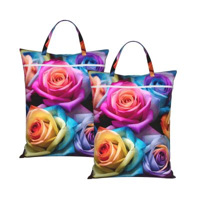 Large Washable Travel Laundry Bag with Rainbow Roses