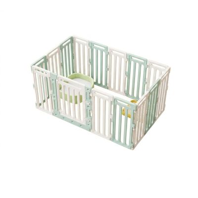 JISADER 90 cm Puppy Playpen, Modular PP Exercise Pen with Door, 103 x 70 cm, Green/White