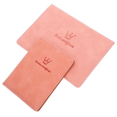 2-Pack Pink PU Birth Certificate Protective Covers
