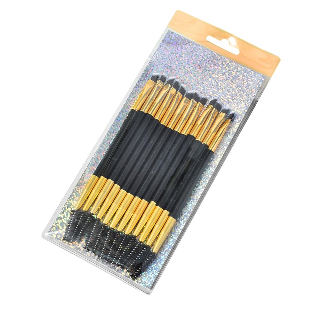 Double-Ended Eyebrow Brush with Spiral Spoolie, 12-Pack, Gold