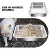 DECHOUS Open Stainless Steel Cat Litter Box with Low Entry and Stable Base view 3