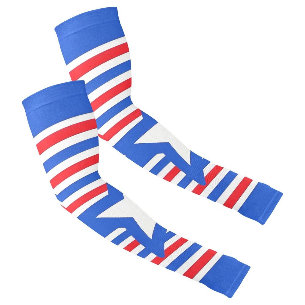 Quick-Drying Cooling Compression Arm Sleeves for Men and Women, Stretchy, Star-Stripe Pattern