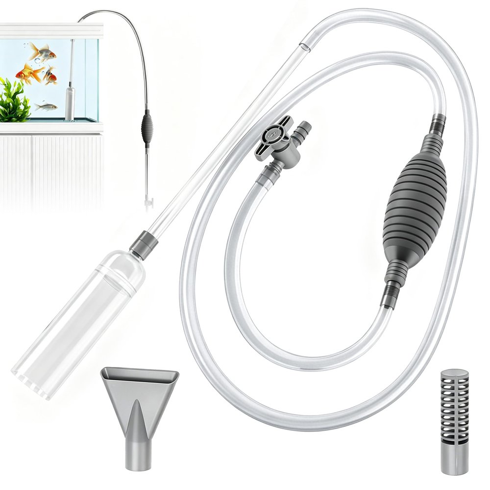 3-in-1 Aquarium Cleaner, 1.7 m Gravel Vacuum for Substrate Cleaning