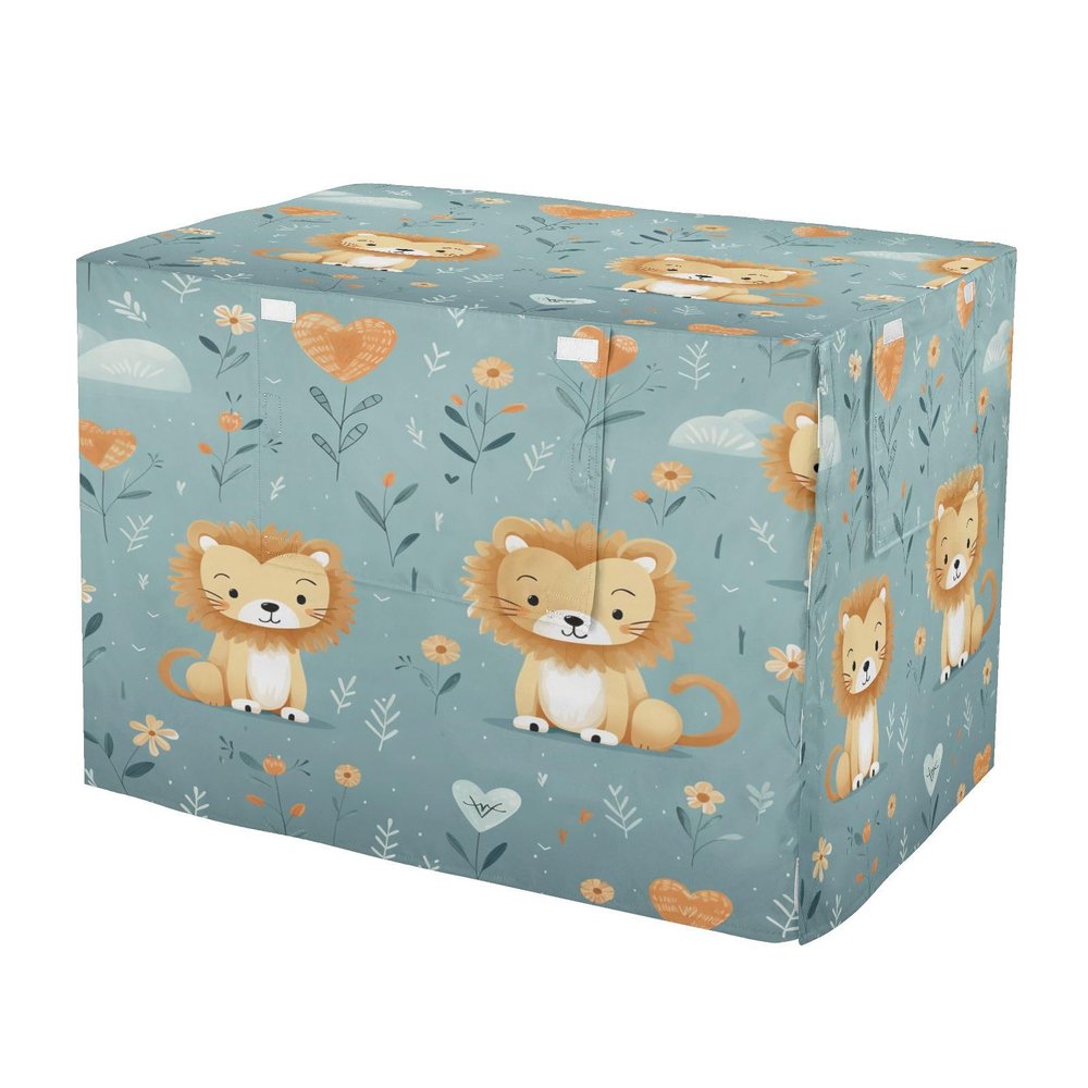KAAVIYO Cute Lion Hearts Flower Dog and Cat Crate Cover, Waterproof Pet Crate Cover for Indoor and Outdoor Use