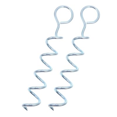 TEHAUX 2-Pack Iron Spiral Dog Tie-Out Ground Anchors, Silver