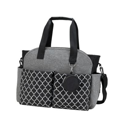FewNvWa Multifunctional Polyester Diaper Bag for Women, Black Gray