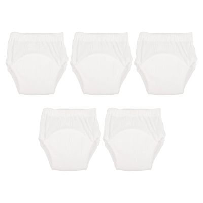 Cotton Training Pants, 5-Pack, White, for Babies