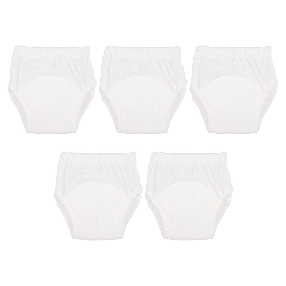 Cotton Training Pants, 5-Pack, White, for Babies