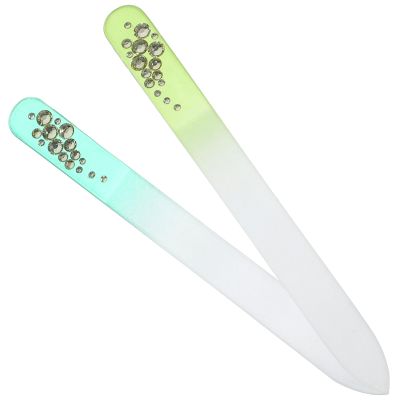 ibasenice Colorful Glass Nail Files, 2-Piece Set with Nail Buffer