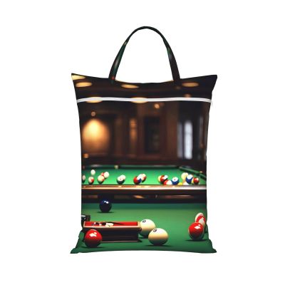 Large Washable Travel Laundry Bag with Billiard Print