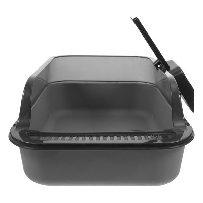 TEHAUX Semi-Enclosed Cat Litter Box with High Rim, ABS, and Scoop, Easy to Clean, for Cats and Rabbits, Random Style