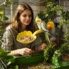 Parakeet Perch with Feeder, Yellow, One Size view 2