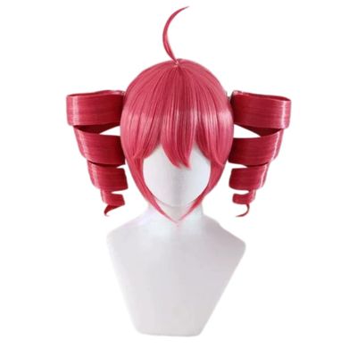 Xingbiyou Kasane Teto Cosplay Wig, Pink-Red, Long Curly Pigtails, Heat-Resistant