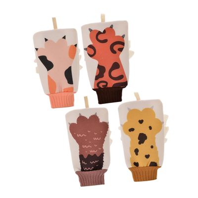 LALADEFIEE 4-Pack Exfoliating Bath Gloves with Cute Bunny Design