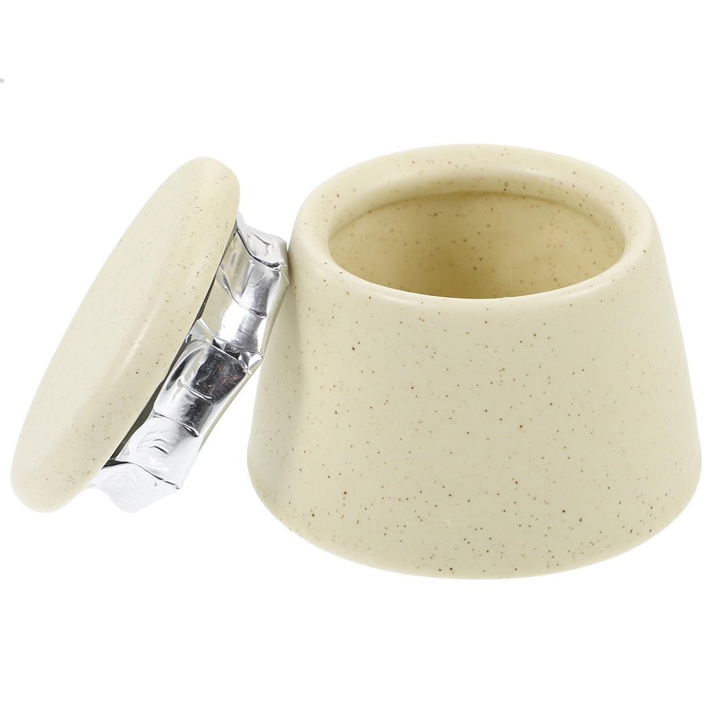 Tofficu Ceramic Dappen Dish with Lid for Nail Art, Beige