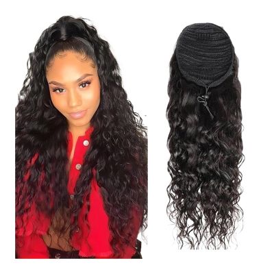 Deep Water Wave Human Hair Drawstring Ponytail Extension, Brazilian Remy, 26 Inches