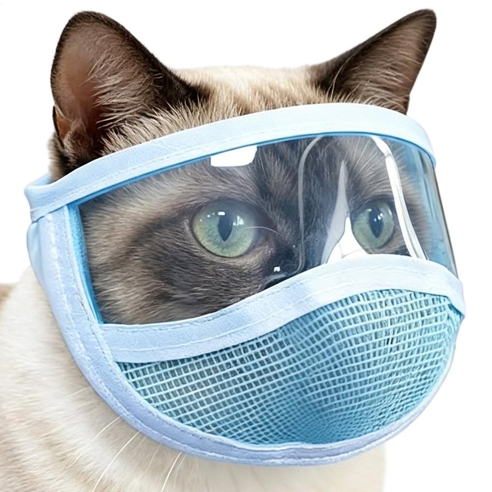 Adjustable Cat Grooming Mask - Transparent Breathable