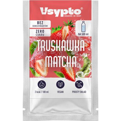 Browin Vsypto Strawberry-Matcha Drink Powder, Sugar-Free, 3 g Sachet for 0.5 L Instant Tea Refreshing Drink - 402006