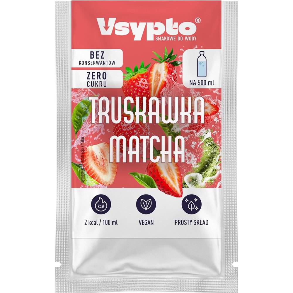 Browin Vsypto Strawberry-Matcha Drink Powder, Sugar-Free, 3 g Sachet for 0.5 L Instant Tea Refreshing Drink - 402006