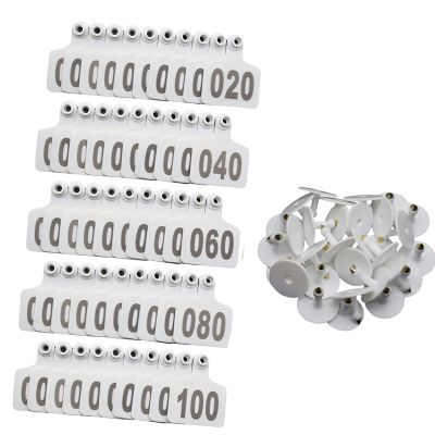 Large Writable Livestock Ear Tags, 100-Piece Set in Bright Colors, for Cattle, Sheep, and Pigs