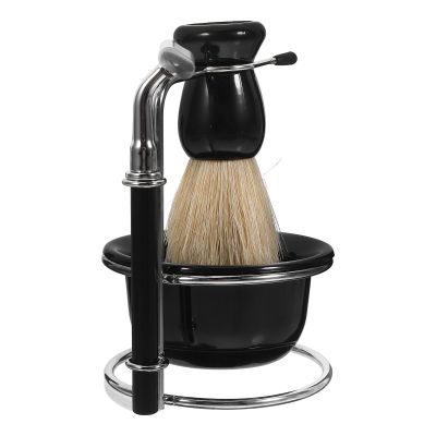 OKUMEYR Wet Shaving Set with Stainless Steel Razor, Nylon Brush, Bowl and Stand