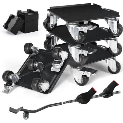 Heavy-Duty Furniture Movers with Wheels for Pianos and Pool Tables, Double Bearings and Locking, 360° Rotation (6.3 x 6.3 in, Black)