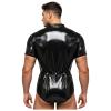 Agoky Men's Wetlook Short-Sleeve Bodysuit, Black, L view 2