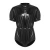 Agoky Men's Wetlook Short-Sleeve Bodysuit, Black, L view 3