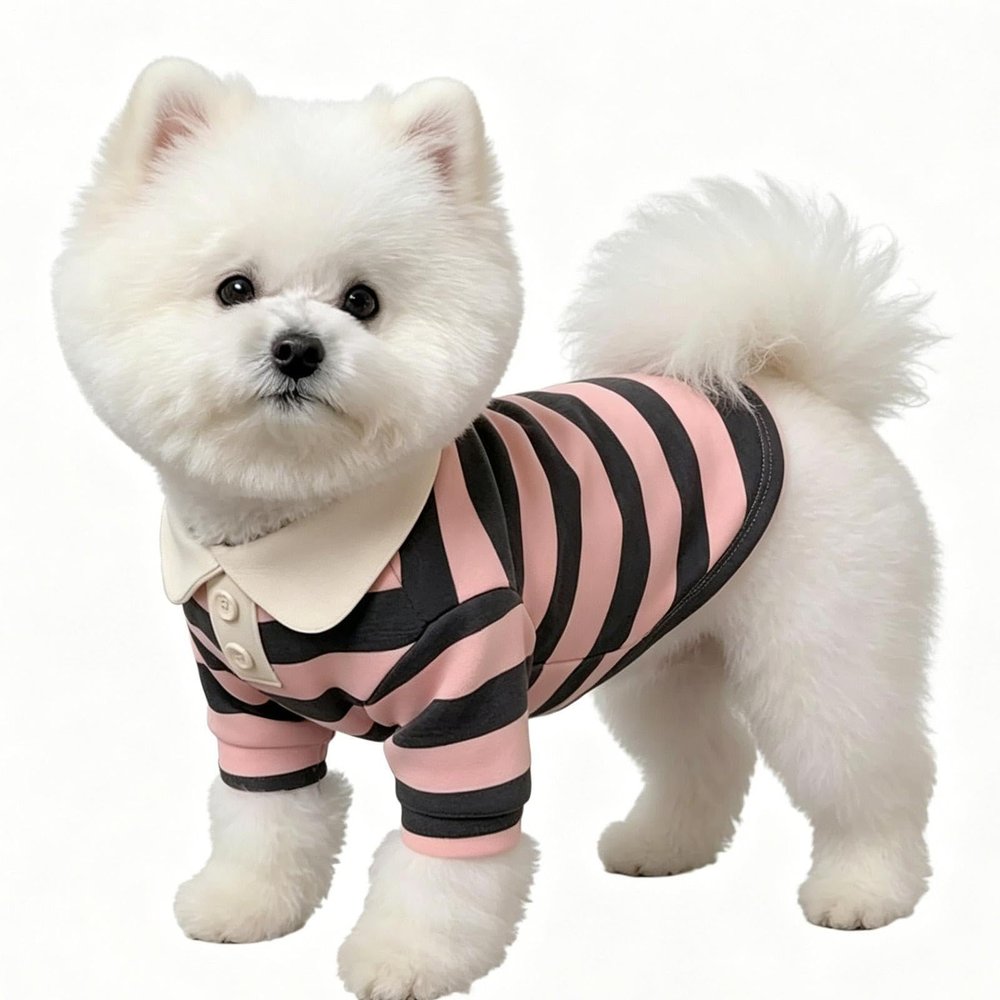 Puppy Shirt, Striped Collared Top, Breathable Pet Clothing