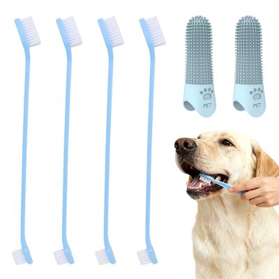 6-Piece Dog & Cat Dental Care Set with Silicone Finger Toothbrushes, Blue