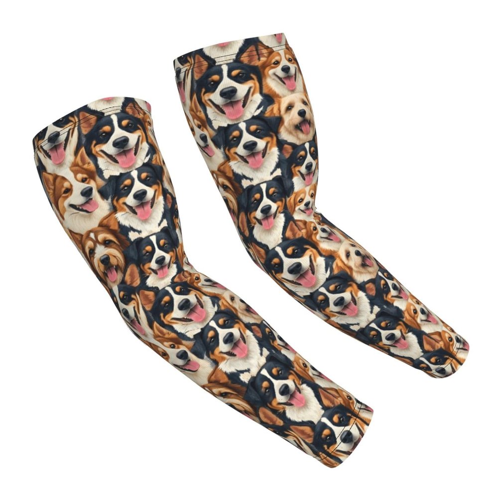 peiyeety Cute Puppy Print UV Protection Compression Arm Sleeves