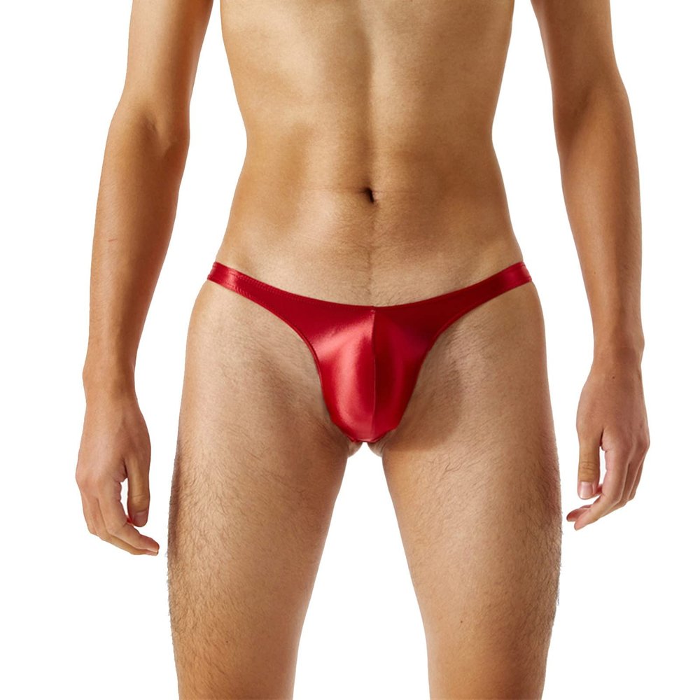 Generic 2026 Men's Silky Transparent Ultra-Thin Low-Waist Thong Underwear, Red, XL