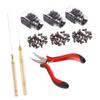 Adorainbow Professional Micro Ring Pliers Set with Pulling Needle, Hook and Brown Microrings view 1