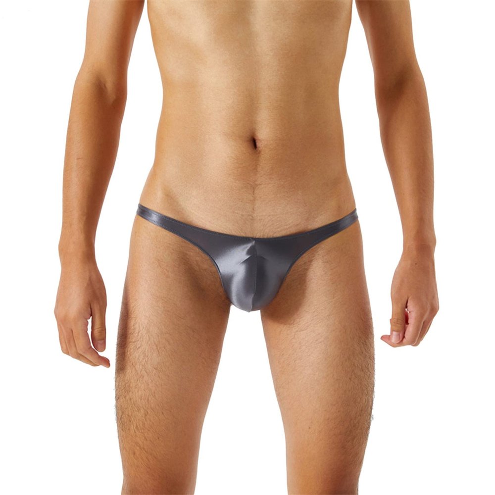 Generic 2026 Men's Silky, Transparent, Ultra-Thin, Shiny, Ultra-Low-Waist T-Pants (Gray, XXL)
