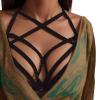 Strappy Elastic Bustier Bandage Top, Strapless Cutout Cage Bra, Black, S view 1
