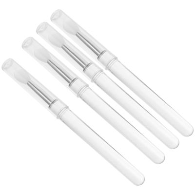Angoily 4-Piece Silicone Lip Brushes with Caps for Precise Application