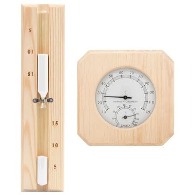 Teenpull 2-in-1 Sauna Hygrothermograph and Hourglass Set
