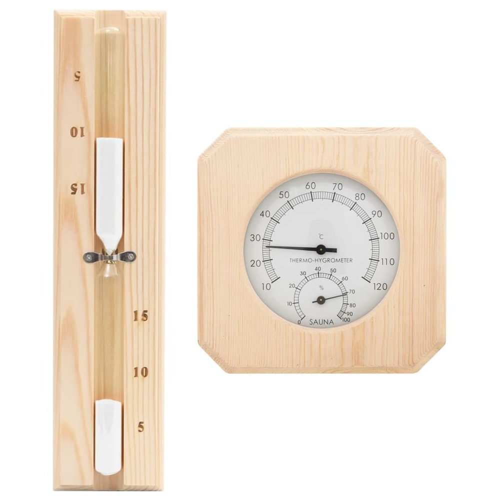 Teenpull 2-in-1 Sauna Hygrothermograph and Hourglass Set
