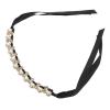 JECOMPRIS Elegant Black Satin Cat Collar with Pearls and Bow view 1