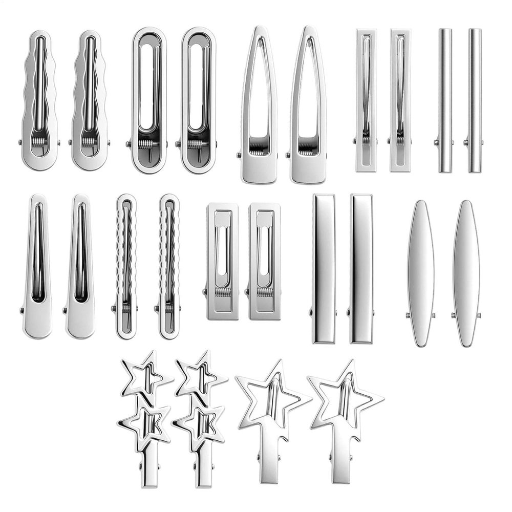 1990s Metal Hair Clips, 24-Piece Set