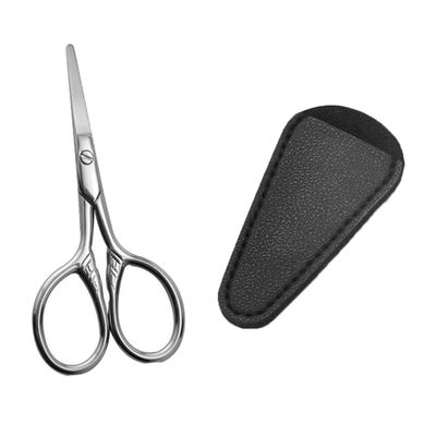 PRETYZOOM Precise Silver Stainless Steel Beard Scissors with PU Protective Case, Rust-Resistant, Rounded Head, 2-Piece Set