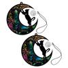 Artibetter 2-Piece Acrylic Cat Wall Hanging with Moon Design view 1