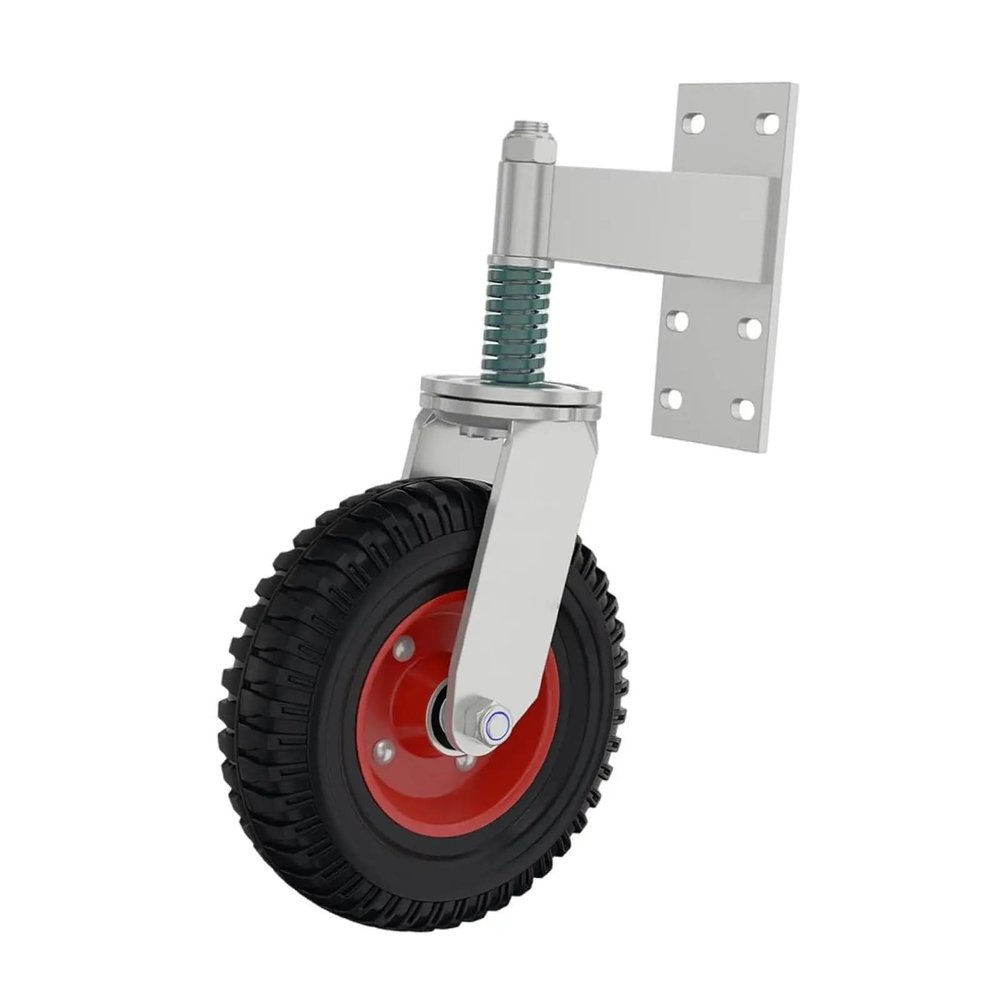 Spring-Loaded Gate Caster Wheel, 360-Degree Swivel, 600 lb Capacity, Red