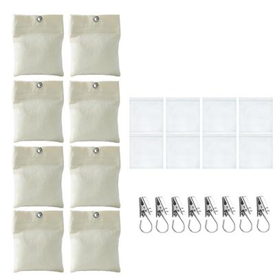 Serenophile Outdoor Curtain Weights, 425 g, Canvas Sandbags with Metal Clips and PE Inserts, Self-Adhesive Weighted Pockets for Patios, Gazebos, and Curtains, 8 Pieces