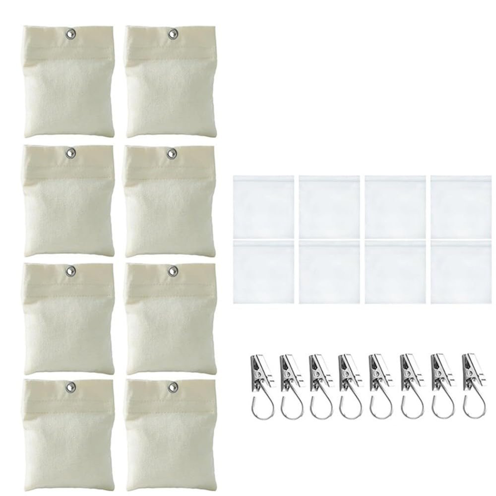 Serenophile Outdoor Curtain Weights, 425 g, Canvas Sandbags with Metal Clips and PE Inserts, Self-Adhesive Weighted Pockets for Patios, Gazebos, and Curtains, 8 Pieces