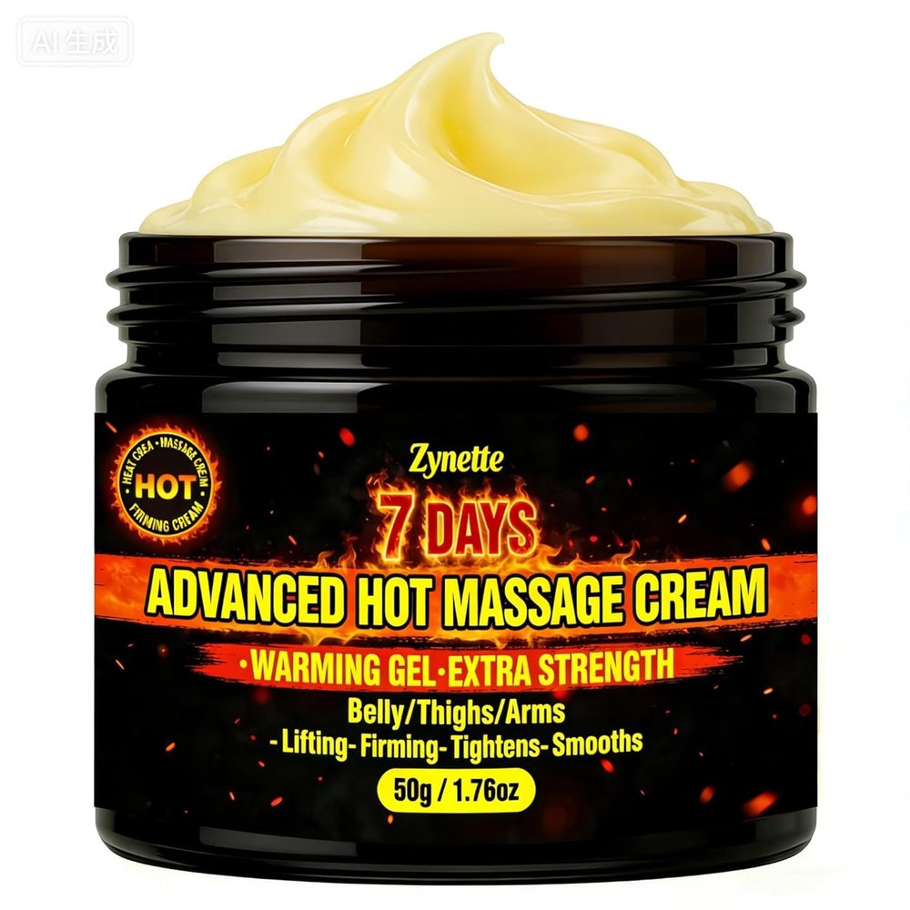 7 Days Advanced Hot Massage Cream, Warming Gel, Extra-Strength Body Firming Cream, Black Gold, 50 g / 1.76 oz